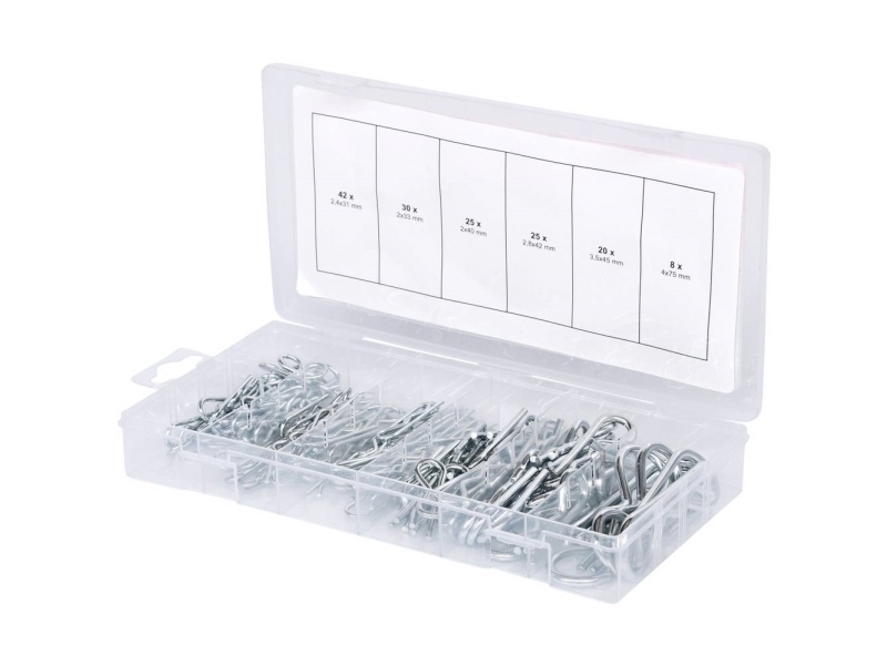 Sortimentsbox Federstecker einfach ø 2,0 x 33 - 4,0 - 75 mm, 150-osainen