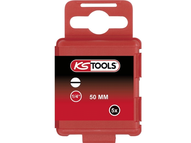 Ks Tools 911.2750 Lige Kærv-Bit 4 Mm S2-Stål Forniklet E 6.3 5 Stk