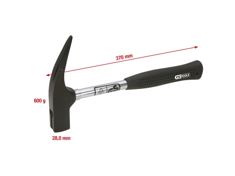 Ks Tools 140.2002, Murerhammer, Stål, Plast, Stål, Sort, 3,2 Cm, 900 G