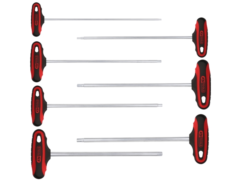 Ks Tools 158.5050, T-Håndtag Unbrakonøglesæt, 7 Stk, T-Håndtag Med Kort Arm, Krom-Vanadium-Stål, 1 Kg