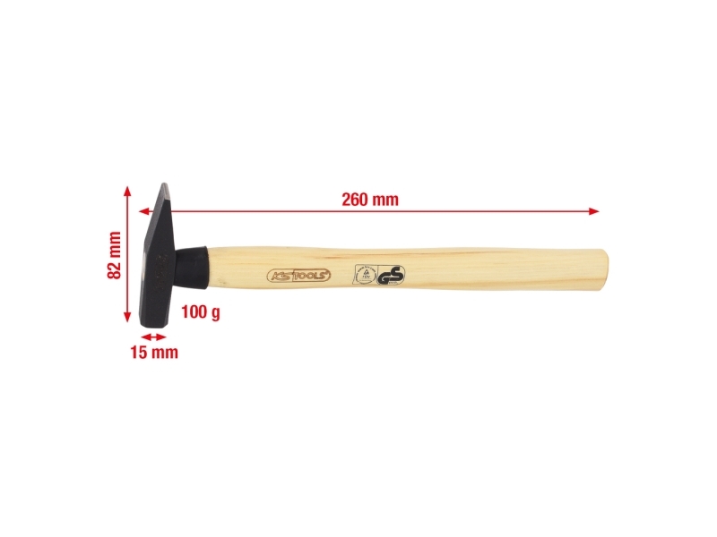 Ks Tools 142.1310, Tværpenhammer, Stål, Træ, 26 Cm, 180 G, 100 G
