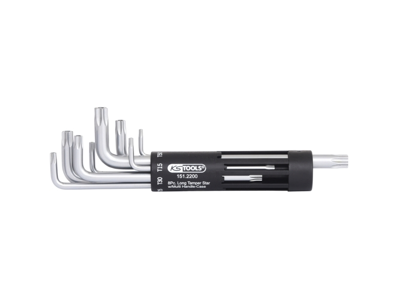 Ks Tools 151.2200, L-Torx-Schlüssel, T10, T15, T20, T25, T30, T40, T45, T50, Metallisch, Chrom-Vanadium-Stahl, 250 G, 8 Stück(E)