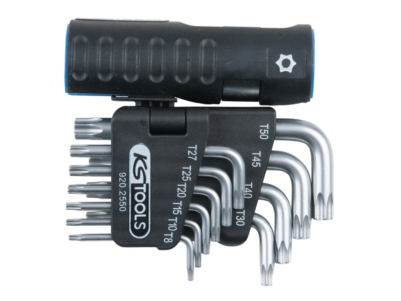 Ks Tools 920.2550, T-Håndtag Unbrakonøglesæt, 10 Stk, T-Håndtag Med Kort Arm, Krom-Vanadium-Stål, 600 G