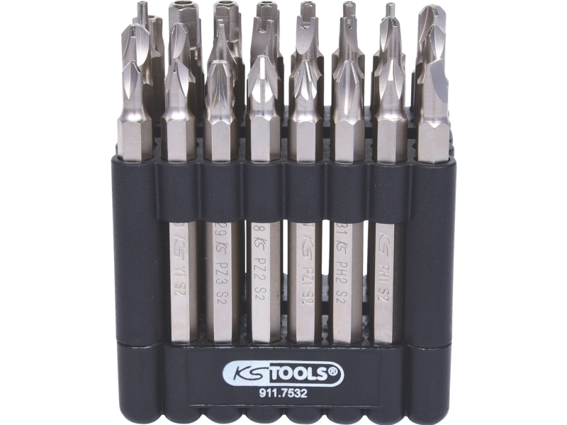 Ks Tools 911.7532, 32 Stk, Nikkel, Din 3126, Iso 1173 - E 6,3, 75 Mm, 650 G, 25,4 / 4 Mm (1 / 4")