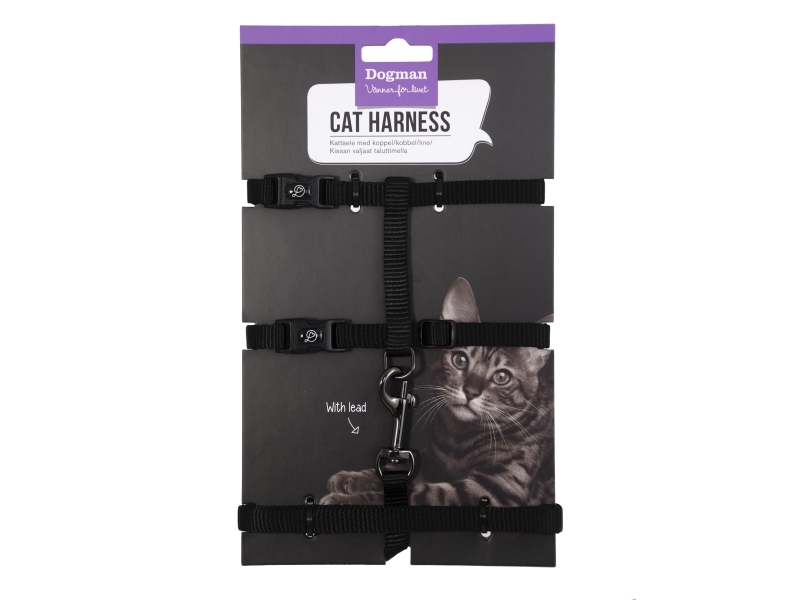 Dogman Kattsele-set Findus Svart | Sällskapsdjur - Katt - Halsband, selar & koppel Katt | GameStuff