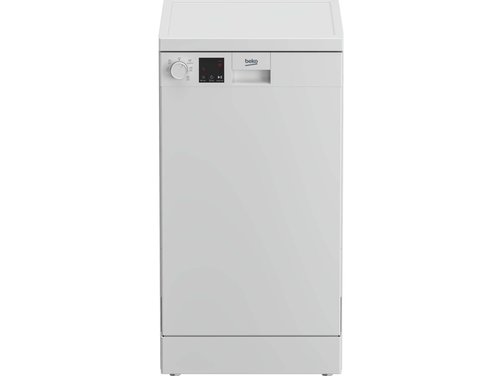 Beko DVS05024W, Vapaasti seisova, Slimline (45 cm), Valkoinen, Rotaatio, LED, Kylmä, Kuuma