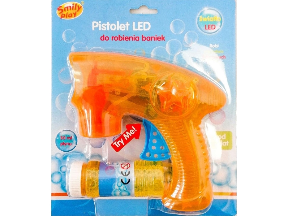 Smily Play orange såpbubbelpistol med vätska och LED-ljus | Trädgården - Trädgårdsredskap - Barnredskap | GameStuff