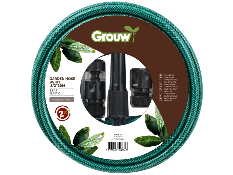 Grouw - Haveslange 1/2'' 20M M/Koblingssæt