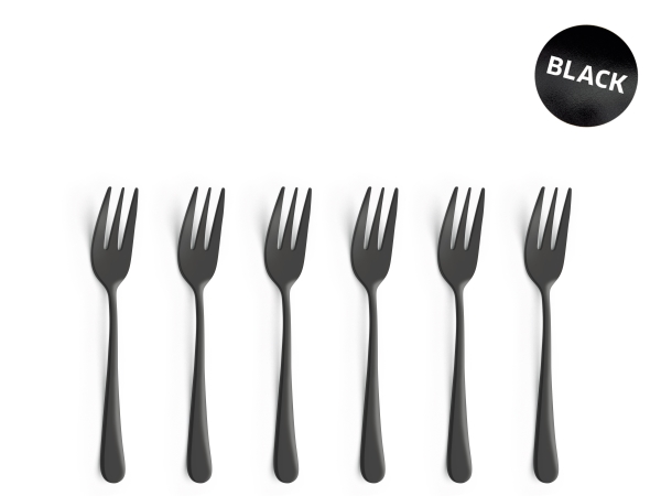 Austin 1410 - 6 Cake Forks In Trend Box - Black