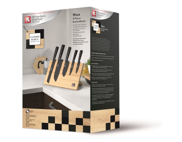 Richardson Sheffield NOX - 5 pc magnetic knife block - bamboo