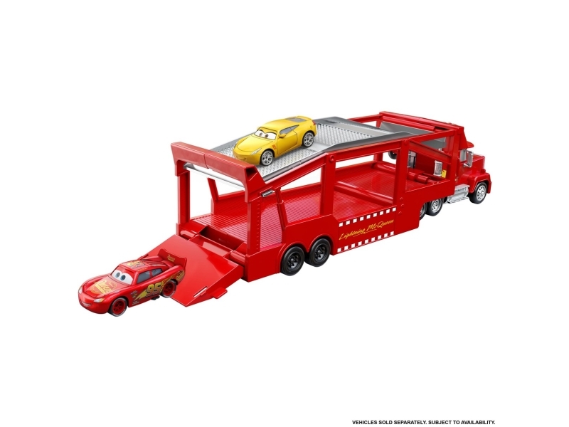 Disney Pixar Cars Disney and Pixar Cars Mack-transportlastbil med rampe, 33 cm, fragt af 12 biler, Lastbil, Cars, 3 År, Plast, Metal, Flerfarvet