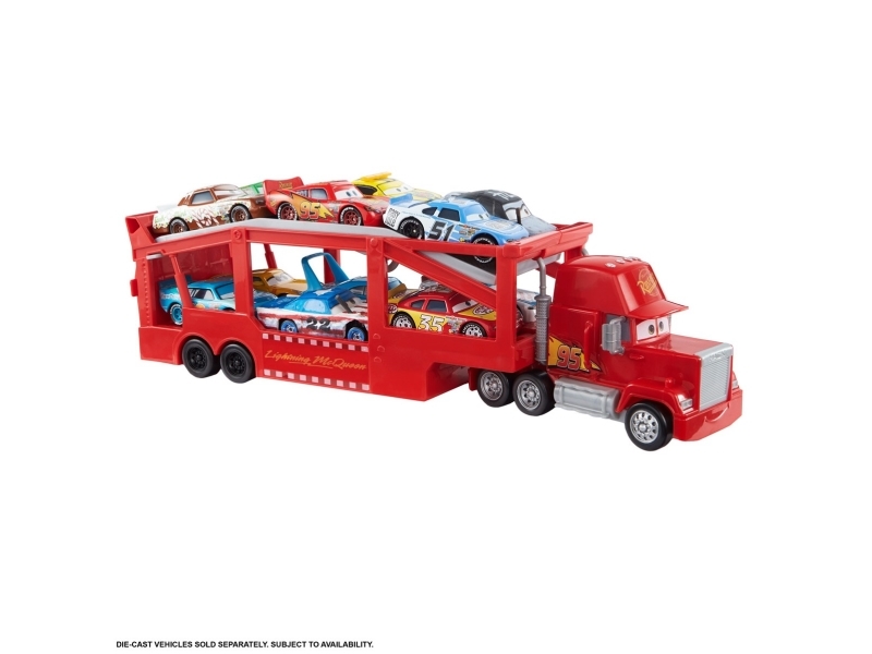 Disney Pixar Cars Disney and Pixar Cars Mack-transportlastbil med rampe, 33 cm, fragt af 12 biler, Lastbil, Cars, 3 År, Plast, Metal, Flerfarvet