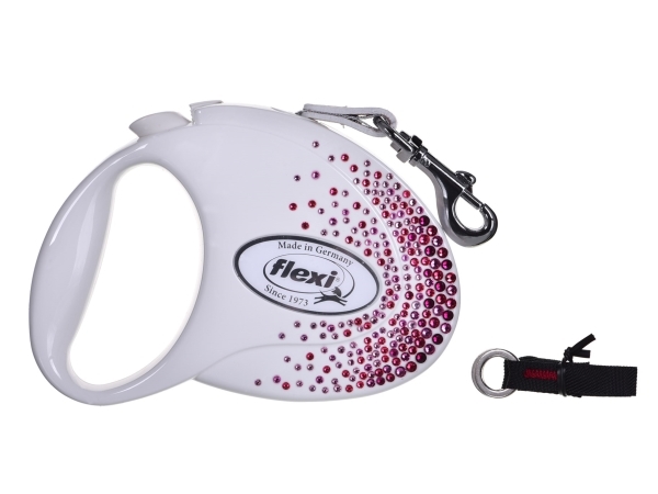 Flexi-Automatik-Leine Glam Splash Pink M 5M, Weiß