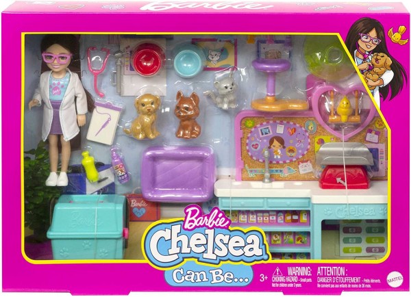Barbie Chelsea Tierklinik Spielset Mit Puppe (Brünett), Tiere & Zubehör, Modepuppe, Weiblich, 3 Jahr(E), Mädchen, 163 Mm, 250 G
