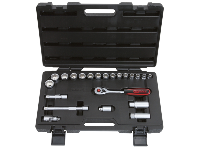 Ks Tools 911.3995, Topnøglesæt, 3/8", 22 Hoved(Er), Krom-Vanadium-Stål, 2 Kg
