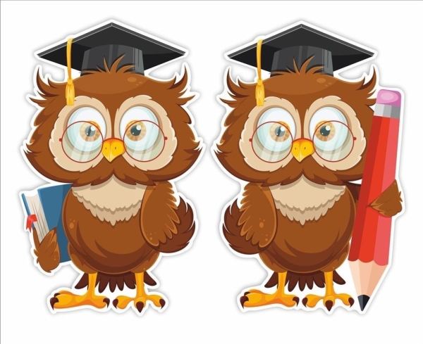 Learnhow School Fensterdekorationen - Eulen In Birettes 2Pcs