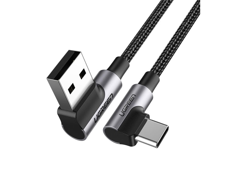 USB-C kabel vinkel - UGREEN USB 2.0, USB-A til USB-C, sort/sølv
