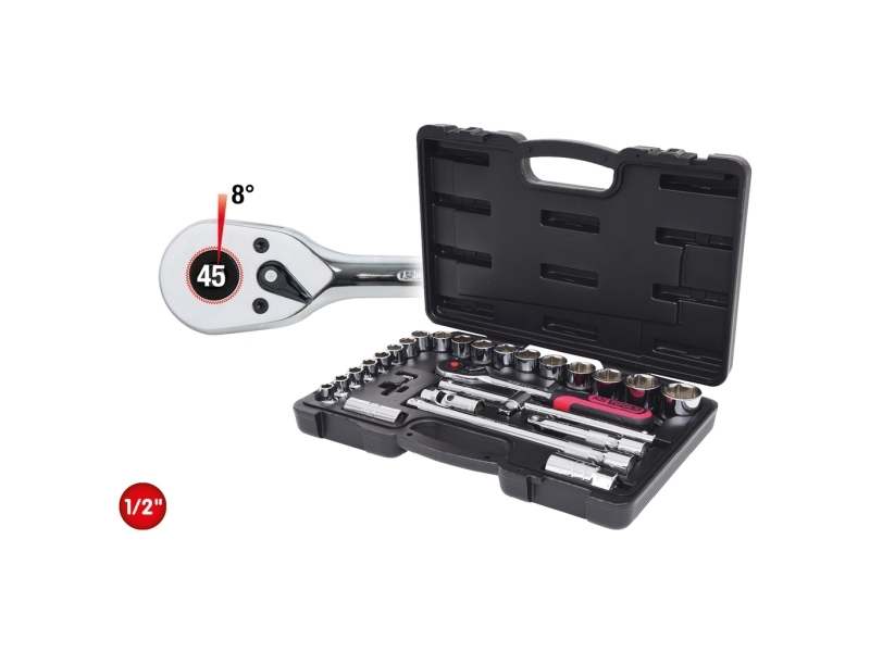 Ks Tools 918.0728, Topnøglesæt, 1/2", Britisk, 28 Hoved(Er), Krom-Vanadium-Stål, 4,28 Kg