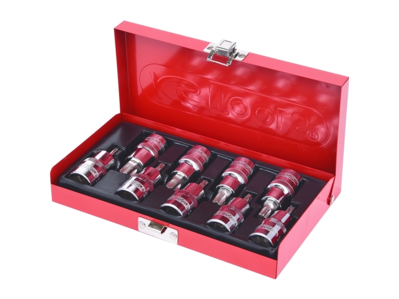 Ks Tools 918.1386, Topnøglesæt, 1/2", Metric, 9 Hoved(Er), T20,T25,T27,T30,T40,T45,T50,T55,T60, Krom-Vanadium-Stål
