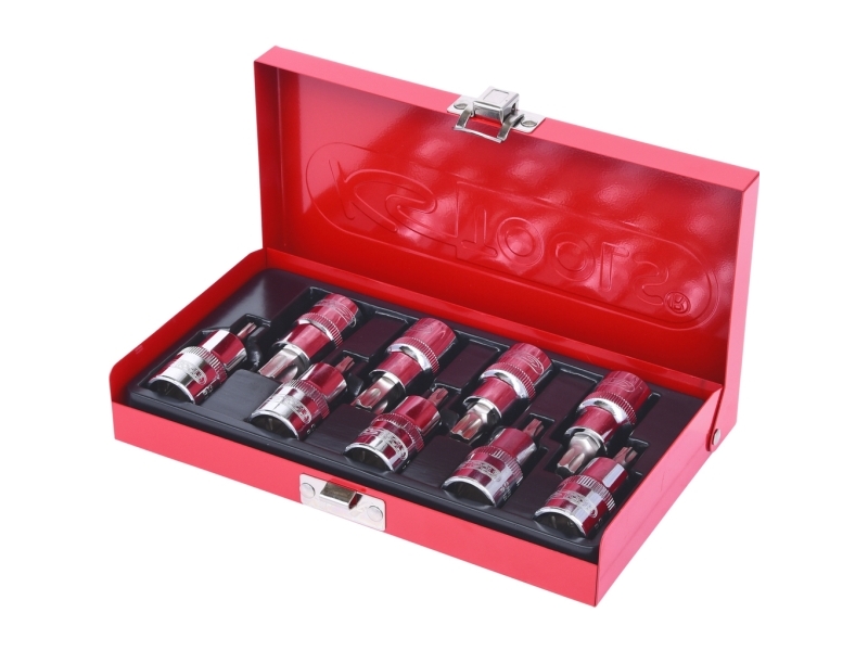 Ks Tools 918.1385, Topnøglesæt, 1/2", Metric, 9 Hoved(Er), T20,T25,T27,T30,T40,T45,T50,T55,T60, Krom-Vanadium-Stål