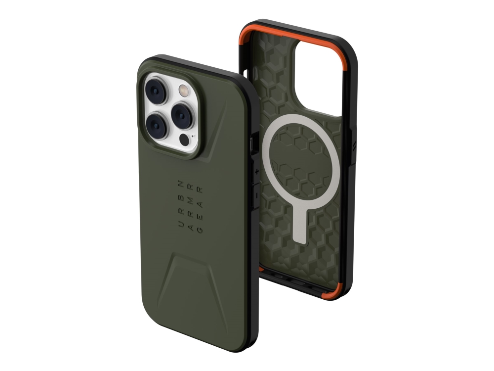 UAG Rugged Case for iPhone 14 Pro [6.1-in] - Civilian for MagSafe Olive - Baksidesskydd för mobiltelefon - robust - MagSafe-kompatibilitet - oliv - 6.1 - för Apple iPhone 14 Pro | Tele & GPS - Mobil tillbehör - Skydd & Väskor | GameStuff