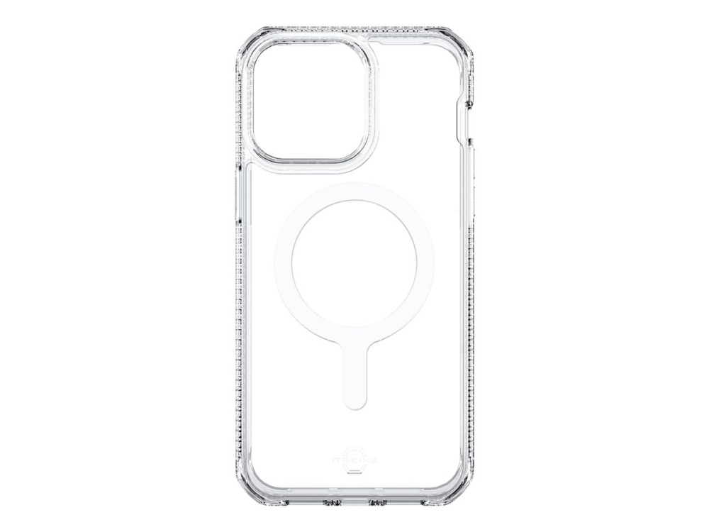ITSKINS HYBRID_R // CLEAR - Bagsidecover til mobiltelefon - grov - MagSafe-kompatibel - MagSafe-kompatibilitet - 100 % genbrugt materiale - gennemsigtig - for Apple iPhone 14 Pro