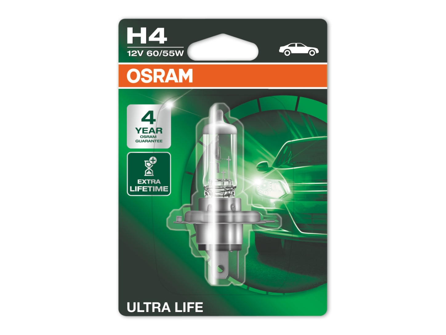 Osram Ultra Life - H4 - 60/55W - 12V - Blister | Bilvård & Biltillbehör - Belysning - H4 Billampor | GameStuff