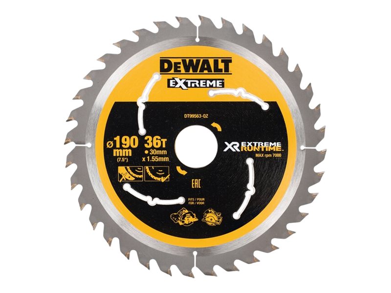 DEWALT runds&aring;gblad f&ouml;r batteridriven s&aring;g, &Oslash;190/30 mm, 36 t&auml;nder