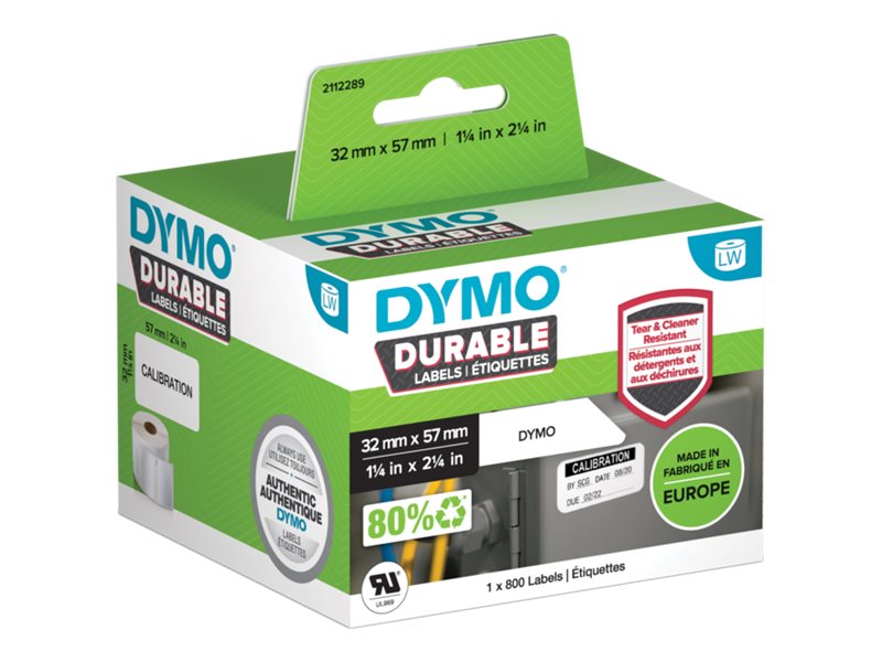 Dymo Labelwriter Durable Etiketten - 57 X 32Mm, Weiß, Selbstklebendes Druckeretikett, Polypropylen (Pp), Labelwriter Wireless, 4Xl, Se450, 450 Twin