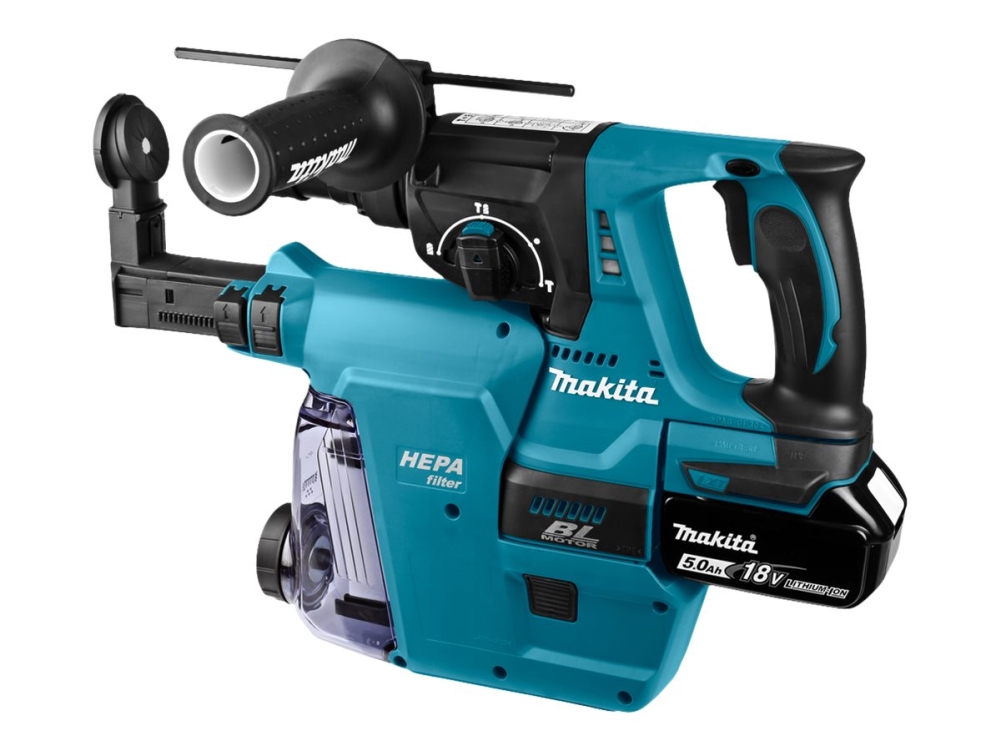 Makita DHR243RTJW - Combination hammer - sladdl&ouml;s - 3-mode - SDS-plus - 2 joule - 2 batterier, laddare medf&ouml;ljer - 18 V