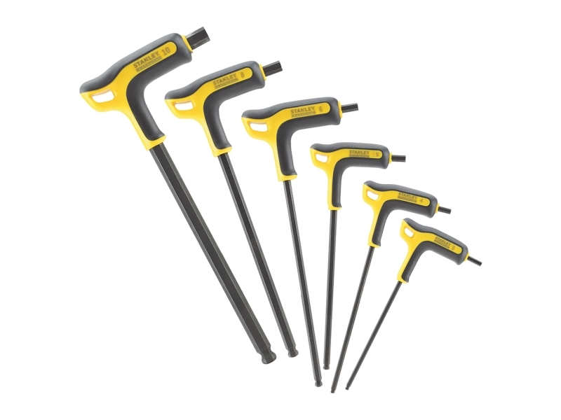 Stanley FMHT0-69049, T-håndtag unbrakonøglesæt, Metric, 6 stk, T-håndtag med kort arm, Plast, Rustfrit stål