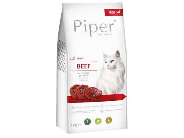 Dolina Noteci Piper Animals With Beef - Tørfoder Til Kattekillinger - 3 Kg
