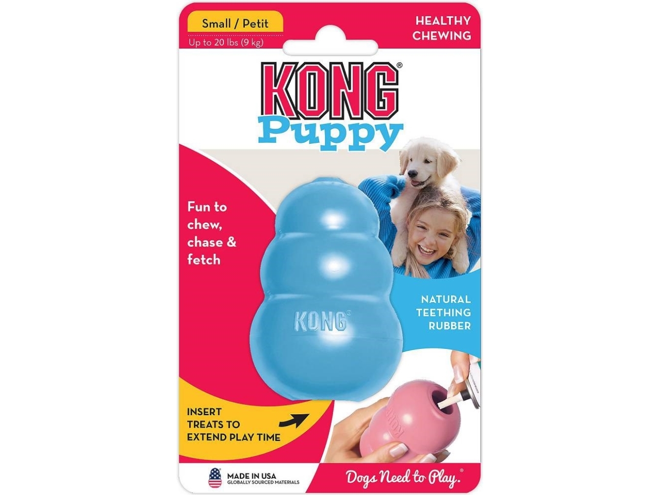 KONG Dog Toy Kong Puppy Small Assorted Colors (1-Pack)