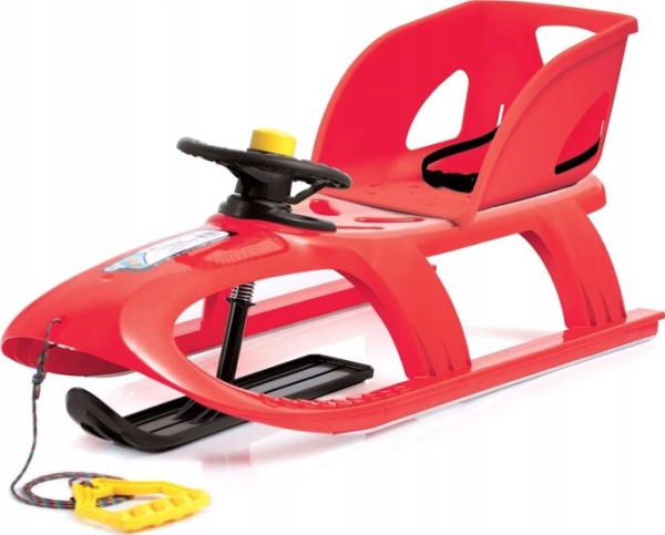 Plastic Sled Bullet With Steering Wheel Red 40x102.5 Cm