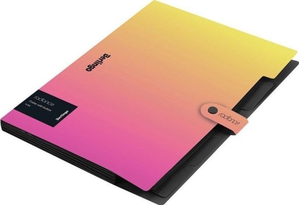 A4 Pp Folder With 5 Sections, Pink And Orange