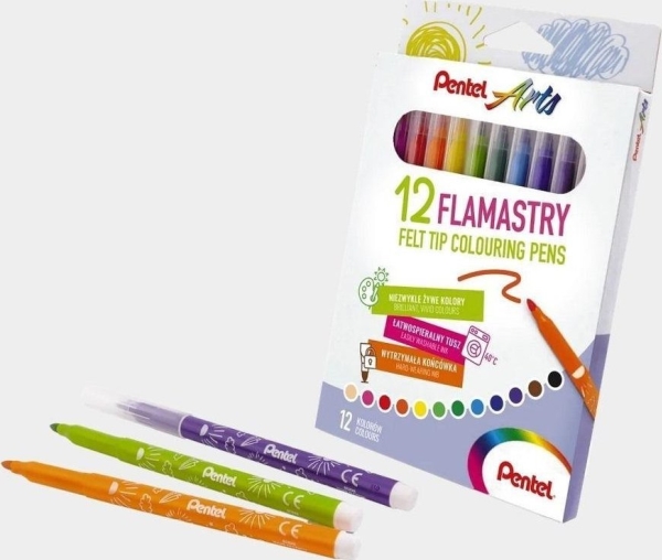 Washable Felt-Tip Pens 12 Pentel Colors