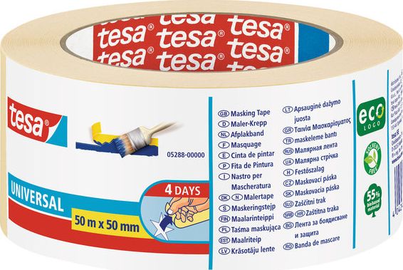Tesa 05288, Maler-Abdeckband, Papier, Beige, 4 Tag(E), 50 M, 50 Mm