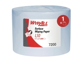 Aftørringspapir Wypall, 1 Lag, Blå