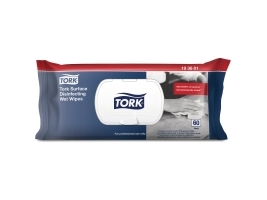 Desinfektionswipes Tork®, 193601, hvid, til overflader, pakke a 60 stk.