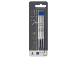 Refill Parker QuinkFlow Ballpen, medium, blå, pakke a 3 stk.