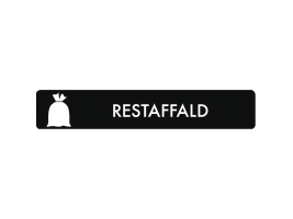 Piktogram restaffald, 3 x 16 cm, sort