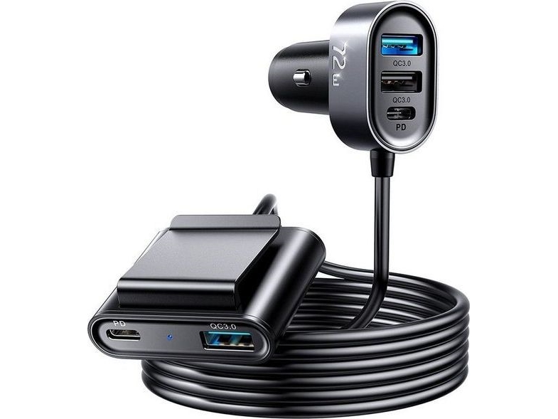 Joyroom car charger 2xPD + 2xQC3.0 72W 1.5m black (JR-CL05)