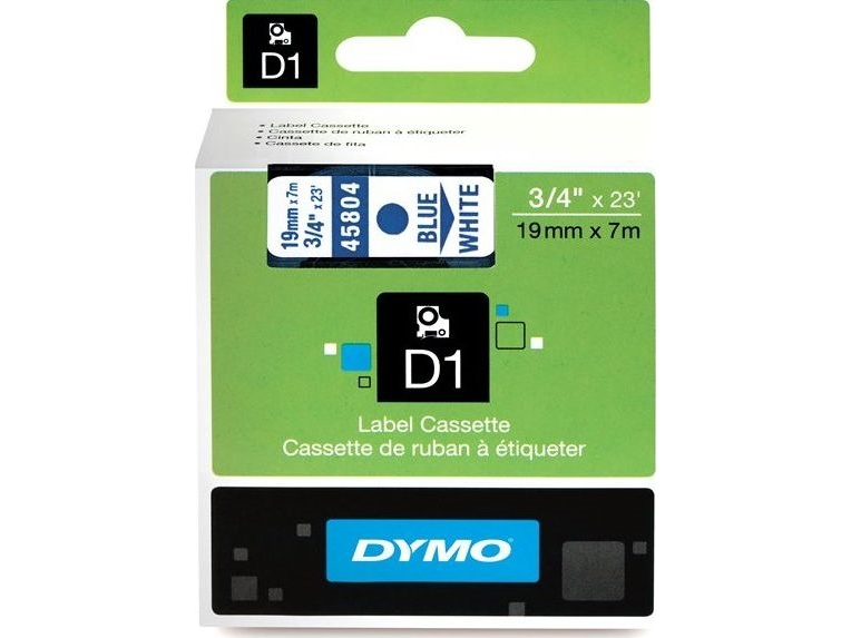 Dymo Dymo D1 Skriverbånd Blåt Tekst På Hvit Bakgrunn 19Mm X 7M