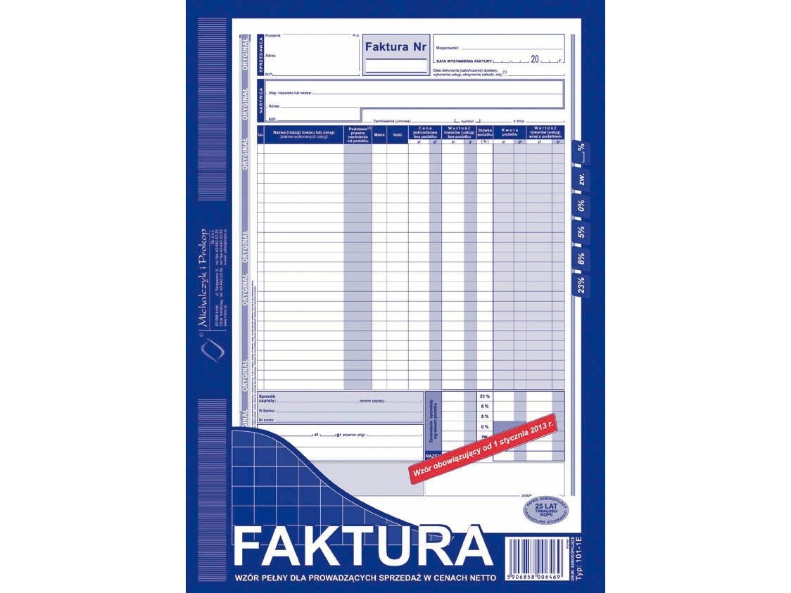 Michalczyk &Amp Prokop Faktura Netto A4 (Pe£Na) (Wielokopia) Michalczyk I Prokop