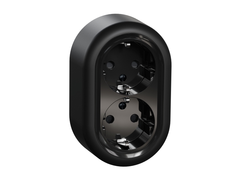 Schneider Electric Renova Surface 2-Tlg. Steckdose Ip21 Federanschluss Schwarz