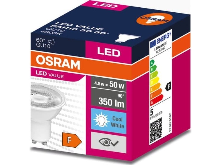 Ledvance LED-pære GU10 VALUE PAR16 50 60 4,5W/840 230V 4058075599116