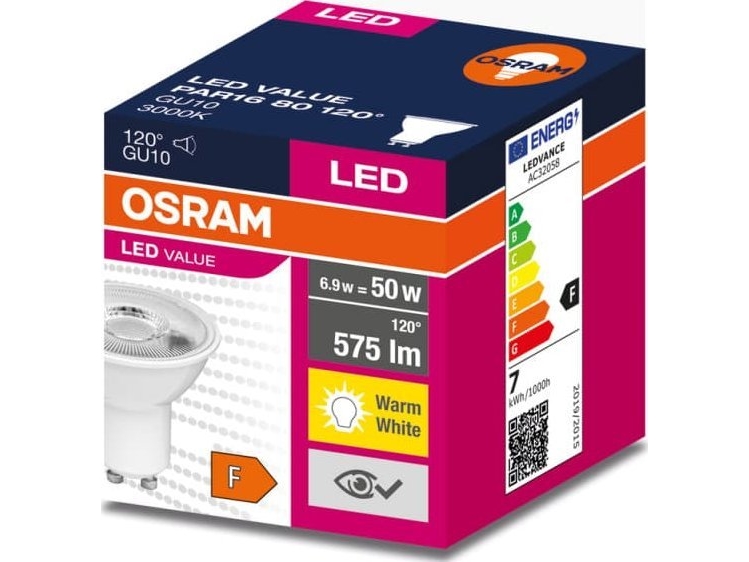 Ledvance LED-pære GU10 VALUE PAR16 80 120 6,9W/830 230V 4058075598768