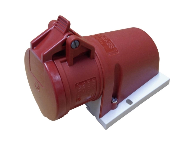 CEE Externt vägguttag 16A 5P 6H 400V IP44 skruvlös på fläns | EL Artiklar - Cee & multipolär - Cee material | GameStuff