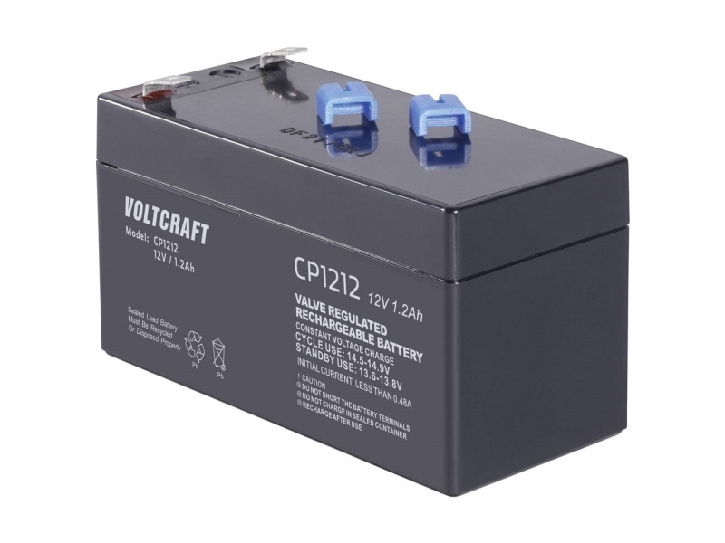 VOLTCRAFT CE12V/1,2Ah blybatteri 12 V 1,2 Ah blyfleece 97 x 58 x 43 mm flatkontakt 4,8 mm underhållsfritt | Batterier - Bly-syra-batterier | GameStuff
