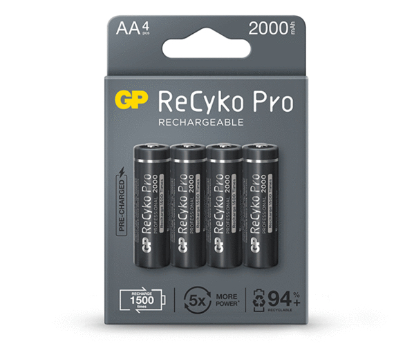 GP Batteries B22204, Genopladeligt batteri, AA, Nikkel-Metalhydrid (NiMH), 1,2 V, 4 stk, 2000 mAh